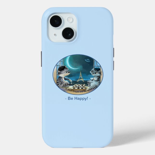 Cats Eiffel Tower - Night Happy Phone Tough Case (Back)
