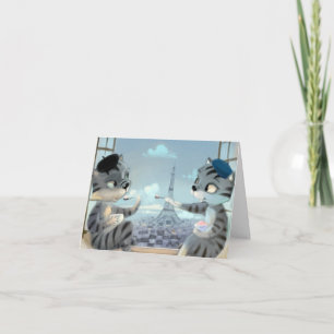 Cats & Eiffel Tower – Paris Blank Card