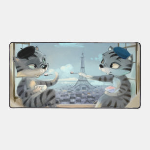 Cats & Eiffel Tower - Paris Desk Mat