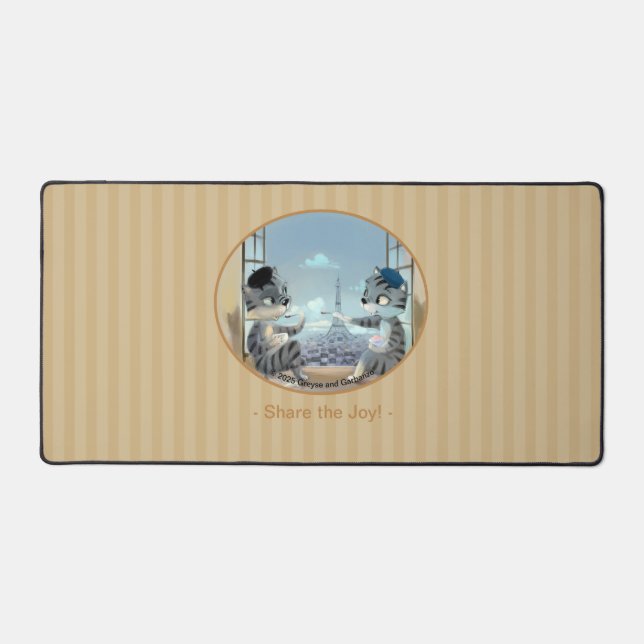 Cats & Eiffel Tower - Paris Joy Desk Mat  (Front)