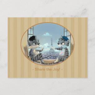 Cats & Eiffel Tower – Paris Joy Postcard