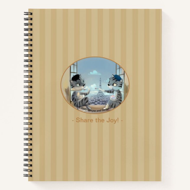 Cats & Eiffel Tower - Paris Joy Spiral Notebook (Front)