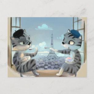 Cats & Eiffel Tower – Paris Postcard