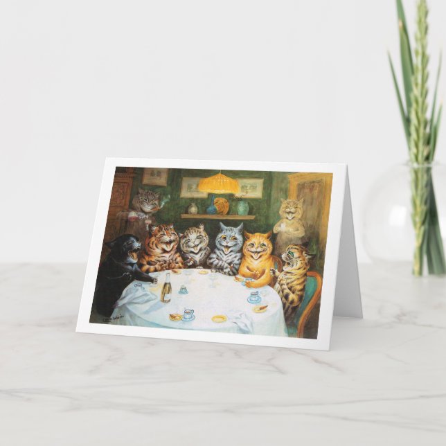 Cats Enjoying Cigars & Brandy, Louis Wain Card (Front)
