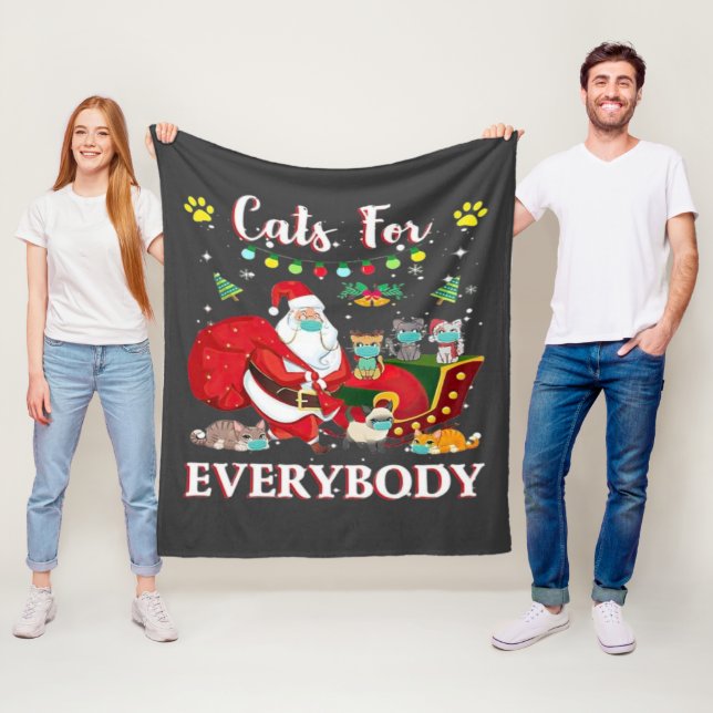 Cats Everybody Christmas Fleece Blanket (In Situ)