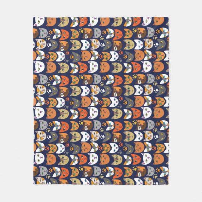 Cats Everywhere Cat Person Fleece Blanket (Front)