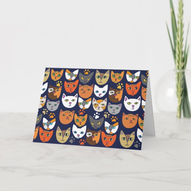 Cats Everywhere Cat Person Holiday Card (Front)