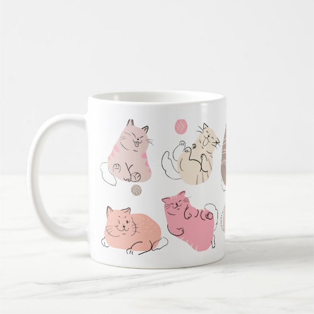 Cats expressions printed mug (Left)