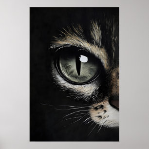 Cat's eye dark print, eye black cat gothic poster