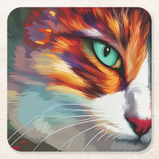 Cat's Eye Design Square Paper Coaster