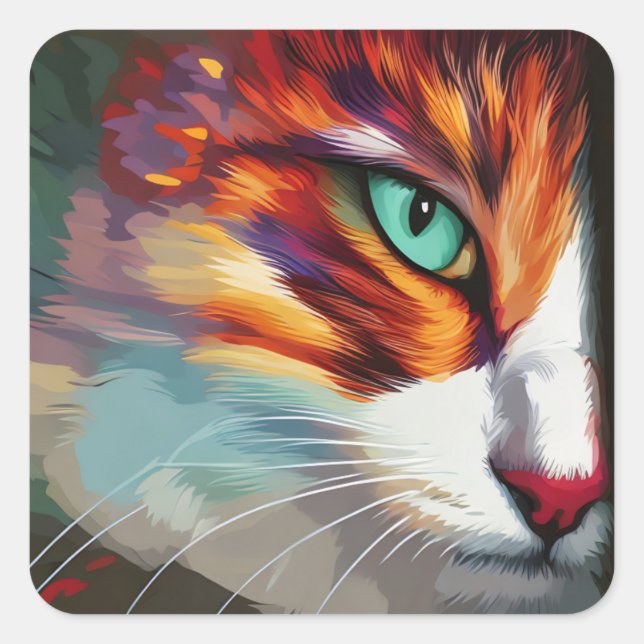 Cat's Eye Design Square Sticker (Front)