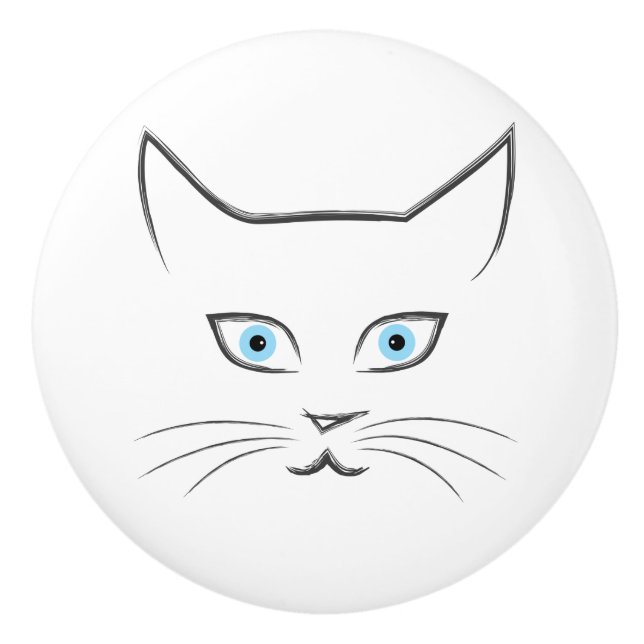 Cat's face ceramic knob (Front)