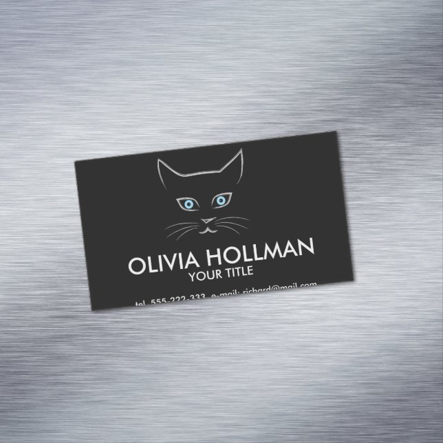 Cat's face magnetic business card (In Situ)