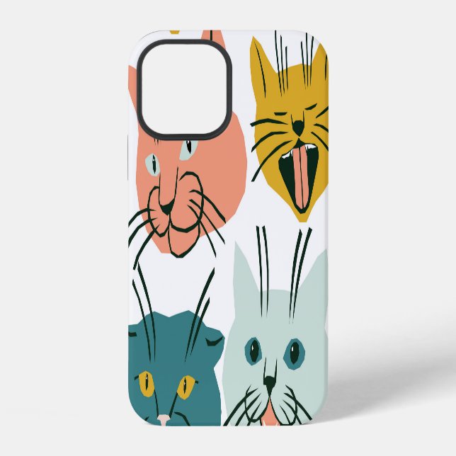 Cats Faces Funny Vintage Pattern. iPhone Case (Back)