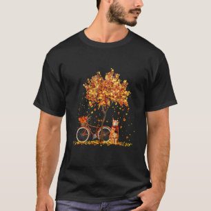 Cats Fall Autumn Leaf Tree And Bicycle Cat T-Shirt