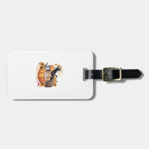 Cats Fall Autumn Pumpkins Thanksgiving Sunflower O Luggage Tag