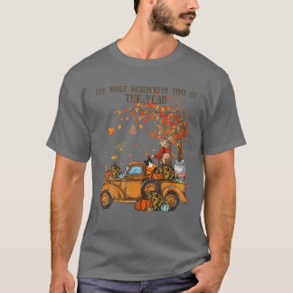 Cats Fall Pumpkin-Full Truck Autumn Tree Leaves Ca T-Shirt