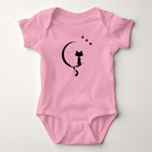 cats felines couple moon stars baby bodysuit