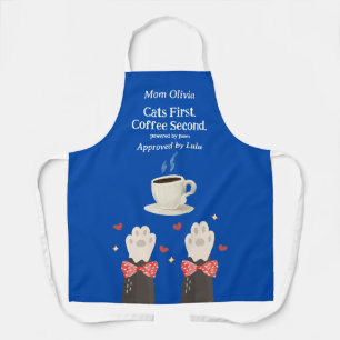 Cats First Coffee Second Cat Mom Paws Blue Apron