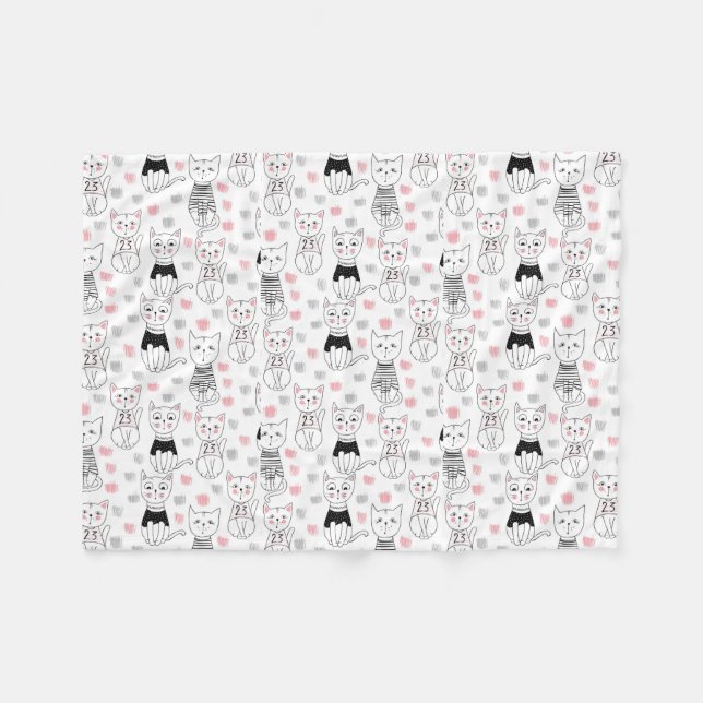 Cats Fleece Blanket (Front (Horizontal))