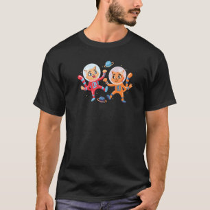 Cats Floating in Space - Funny Space Cat Graphic P T-Shirt