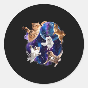 Cats Flying In Galaxy Vintage 90s Funny Galaxy Cat Classic Round Sticker