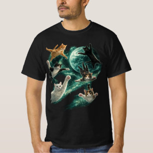 Cats Flying in Galaxy Vintage 90s Funny Galaxy Cat T-Shirt