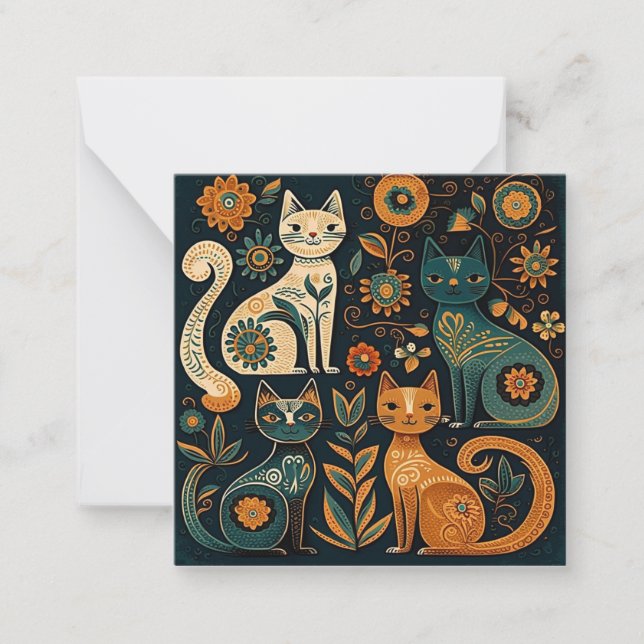 Cats folk art card (Front)