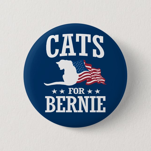 CATS FOR BERNIE SANDERS 6 CM ROUND BADGE (Front)