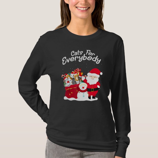 Cats For Everybody Cat Christmas Pajama Santa Ugly T-Shirt (Front)
