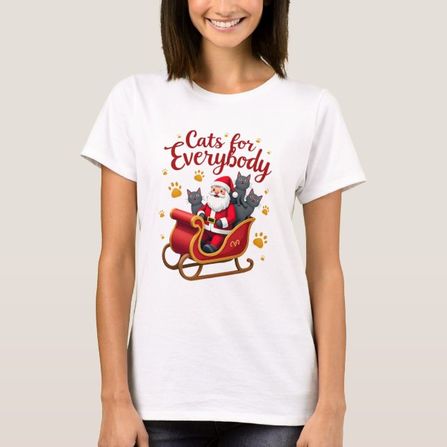Cats For Everybody Cat Christmas Ugly Christmas Lo T-Shirt (Front)