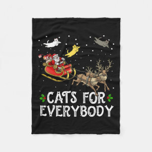 Cats For Everybody Christmas Cat Fun Xmas Women Sa Fleece Blanket