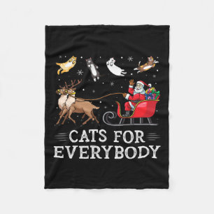 Cats For Everybody Christmas Cat Fun Xmas Women Sa Fleece Blanket