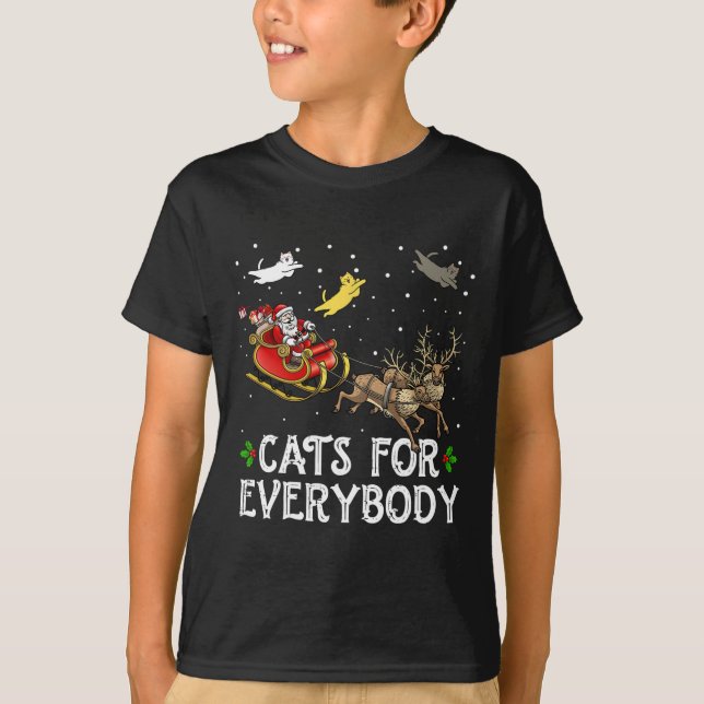 Cats For Everybody Christmas Cat Fun Xmas Women Sa T-Shirt (Front)
