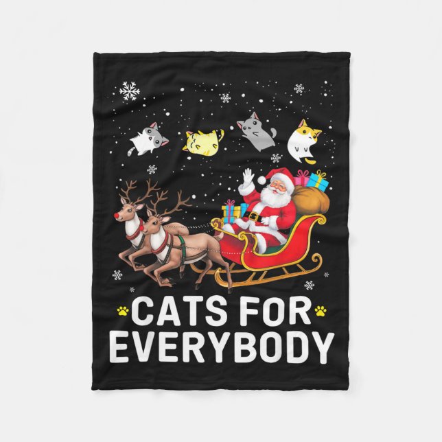 Cats For Everybody Christmas Cat Funny Xmas Cat Lo Fleece Blanket (Front)