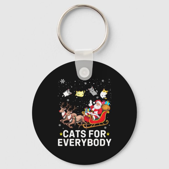 Cats For Everybody Christmas Cat Funny Xmas Cat Lo Key Ring (Front)