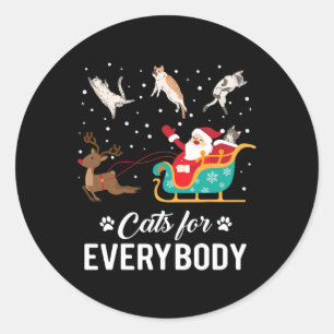 Cats For Everybody Christmas Cat Funny Xmas Santa Classic Round Sticker