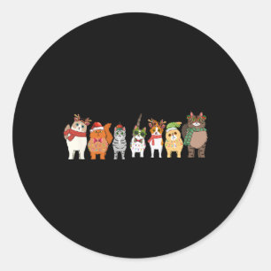 Cats For Everybody Christmas Cat Funny Xmas Women Classic Round Sticker
