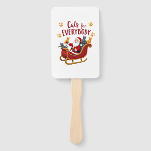 Cats For Everybody Christmas Cat Funny Xmas Women Hand Fan