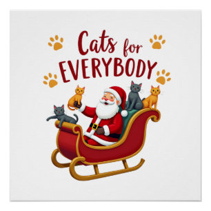 Cats For Everybody Christmas Cat Funny Xmas Women Poster