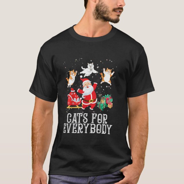 Cats For Everybody Christmas Cat Funny Xmas Women  T-Shirt (Front)