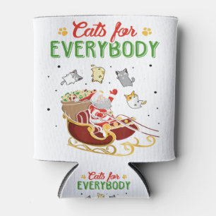 Cats For Everybody Christmas Cat Lover Funny Can Cooler