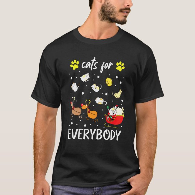 Cats For Everybody Christmas Santa Sleigh T-Shirt (Front)