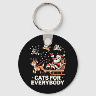 Cats For Everybody - Funny Christmas Cat Xmas Wome Key Ring