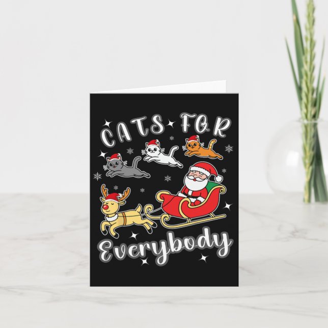 Cats For Everybody Funny Santa Xmas Apparel  Card (Front)