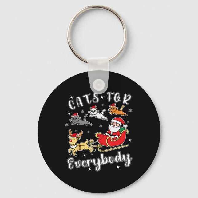 Cats For Everybody Funny Santa Xmas Apparel  Key Ring (Front)