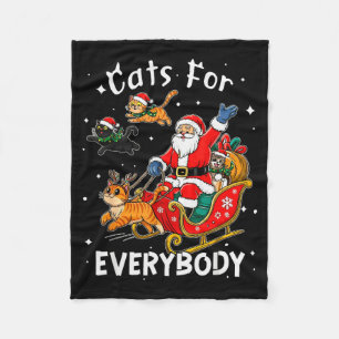 Cats For Everybody Santa Christmas Funny Cat Xmas  Fleece Blanket