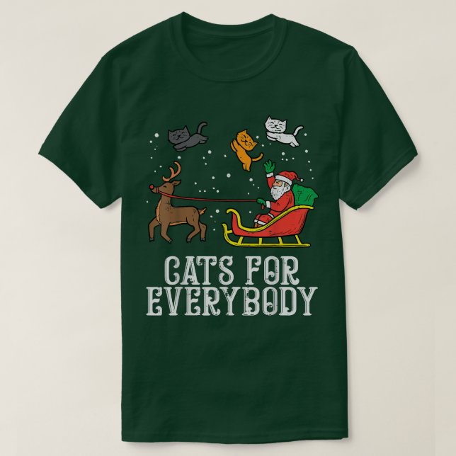 Cats For Everybody Santa Funny Christmas PJs Xmas  T-Shirt (Design Front)