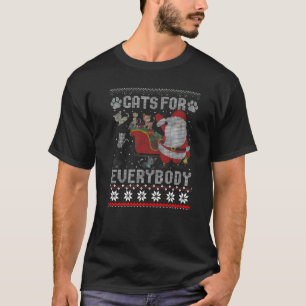 Cats For Everybody Santa  Ugly Christmas Pjs Cat T-Shirt