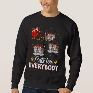 Cats For Everybody Xmas Santa Sleigh Cat Christmas Sweatshirt